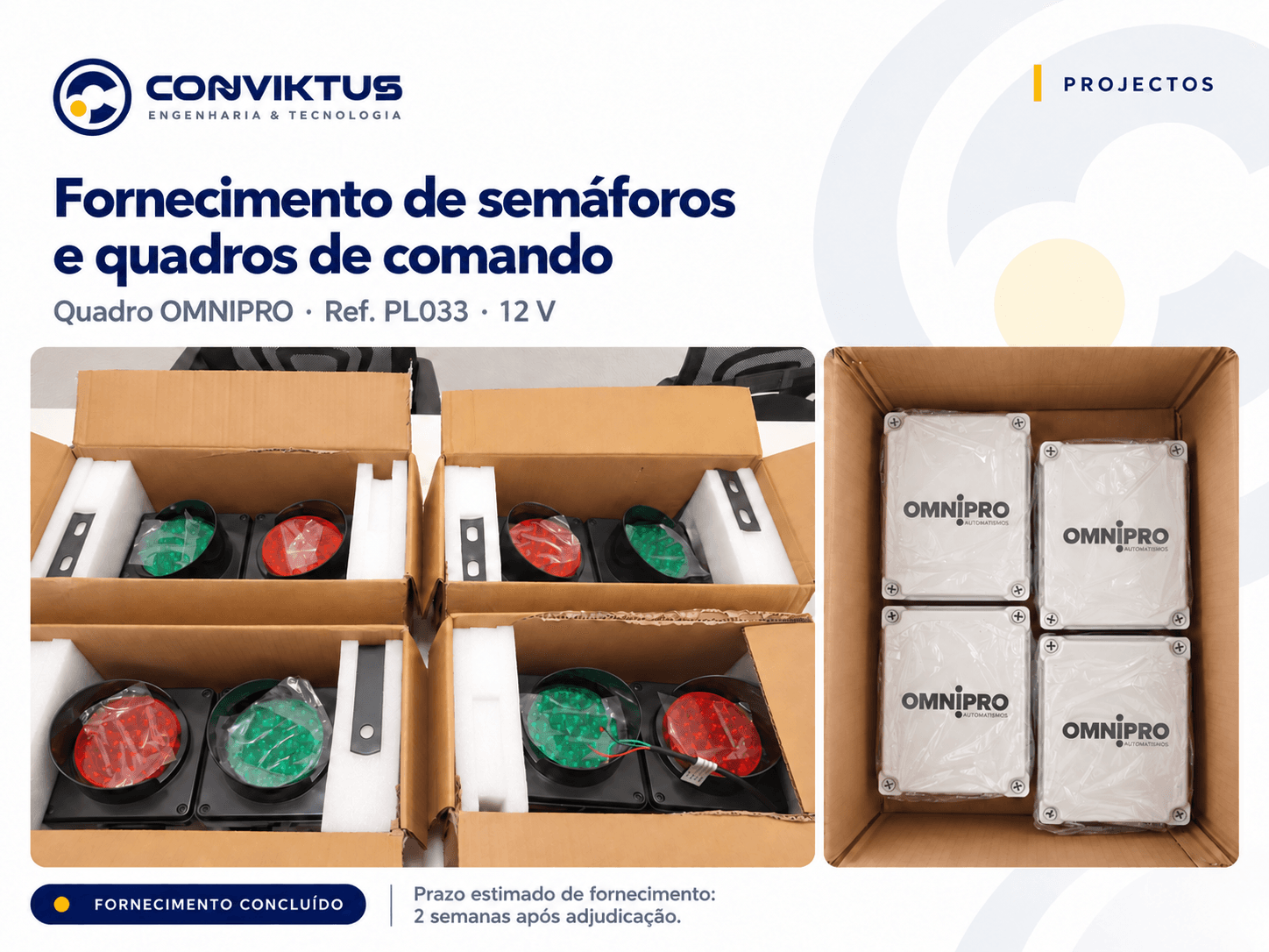 Fornecimento de Semáforos e Quadros OMNIPRO — 12 V